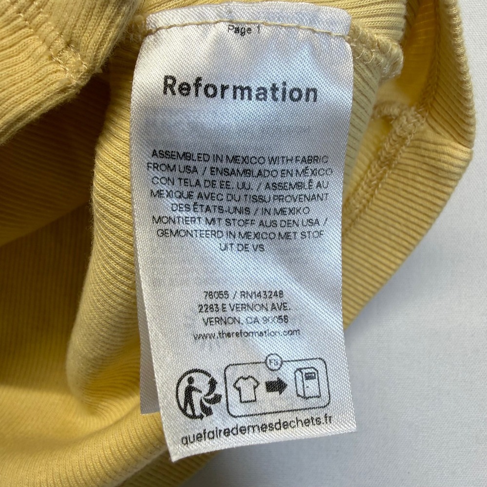 Reformation Raelynn Knit Top Blonde Ribbed Button Front Baby Tee XL - Picture 5 of 8